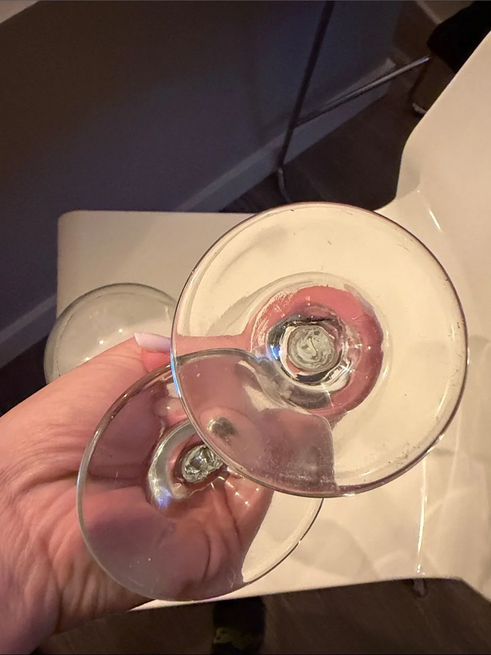 Vintage Clear Stemmed Wine Glasses - Set of 2